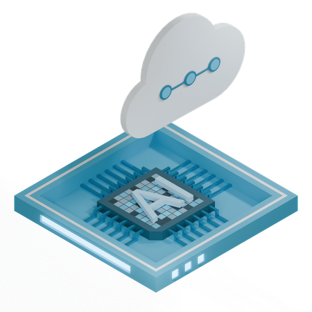 AI Cloud Chip Architecture Processor  3D Icon