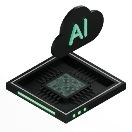 AI Cloud Chip Architecture Processor  3D Icon