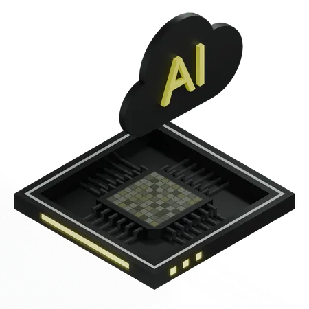 AI Cloud Chip Architecture Processor  3D Icon