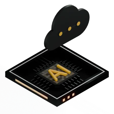 AI Cloud Chip Architecture Processor  3D Icon