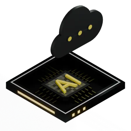 AI Cloud Chip Architecture Processor  3D Icon