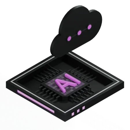 AI Cloud Chip Architecture Processor  3D Icon