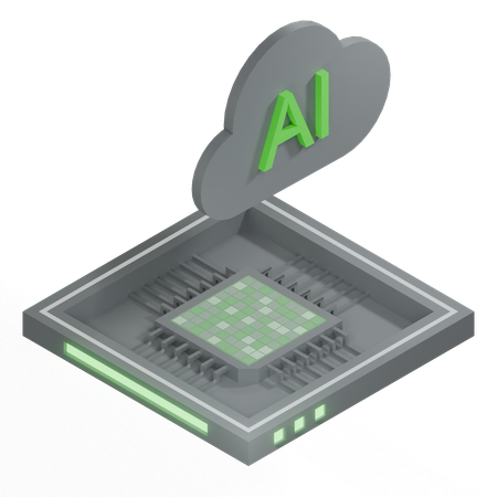 AI Cloud Chip Architecture Processor  3D Icon