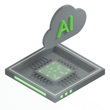 AI Cloud Chip Architecture Processor  3D Icon