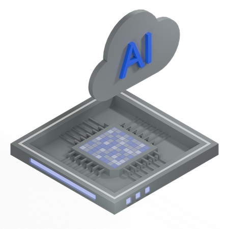 AI Cloud Chip Architecture Processor  3D Icon