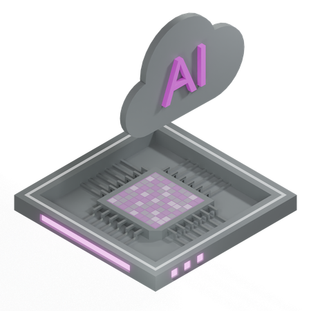 AI Cloud Chip Architecture Processor  3D Icon