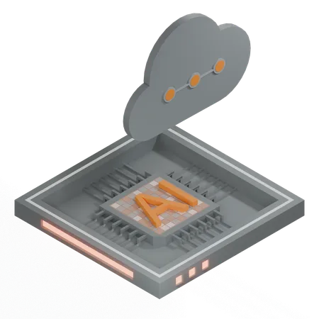 AI Cloud Chip Architecture Processor  3D Icon