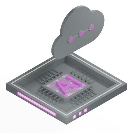 AI Cloud Chip Architecture Processor  3D Icon