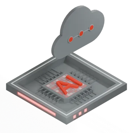 AI Cloud Chip Architecture Processor  3D Icon