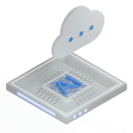 AI Cloud Chip Architecture Processor  3D Icon