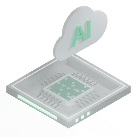 AI Cloud Chip Architecture Processor  3D Icon