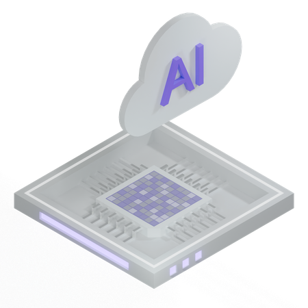 AI Cloud Chip Architecture Processor  3D Icon