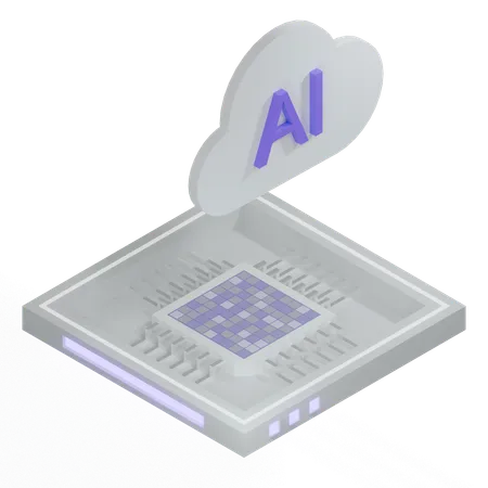 AI Cloud Chip Architecture Processor  3D Icon