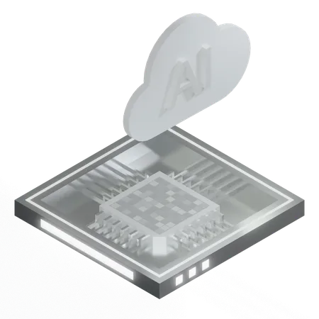 AI Cloud Chip Architecture Processor  3D Icon