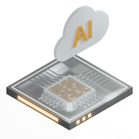 AI Cloud Chip Architecture Processor  3D Icon