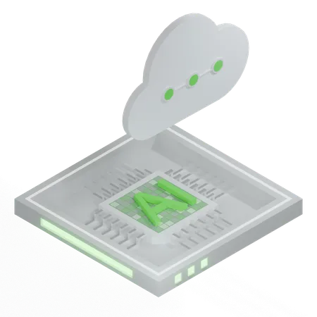 AI Cloud Chip Architecture Processor  3D Icon