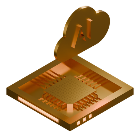 AI Cloud Chip Architecture Processor  3D Icon