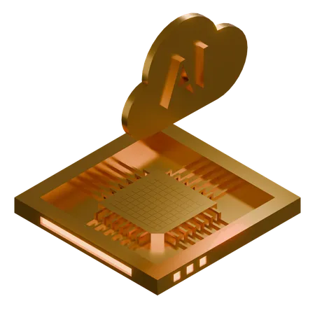 AI Cloud Chip Architecture Processor  3D Icon