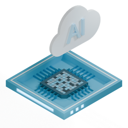 AI Cloud Chip Architecture Processor  3D Icon