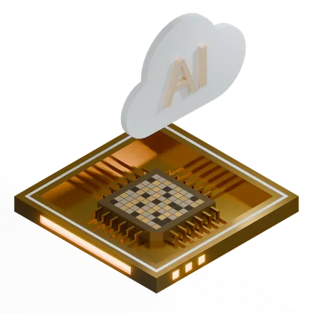 AI Cloud Chip Architecture Processor  3D Icon