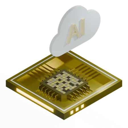 AI Cloud Chip Architecture Processor  3D Icon