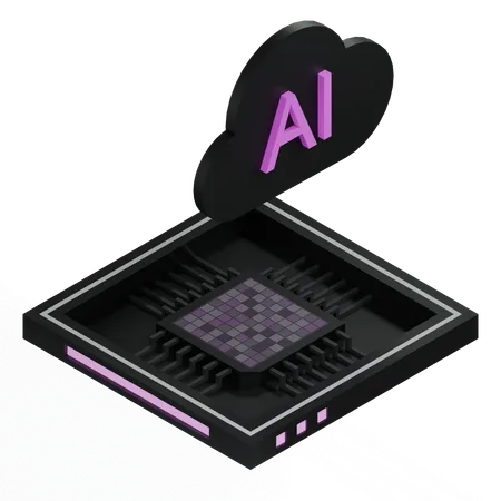 AI Cloud Chip Architecture Processor  3D Icon