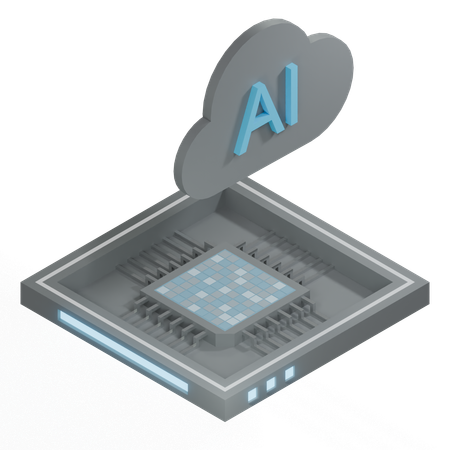 AI Cloud Chip Architecture Processor  3D Icon