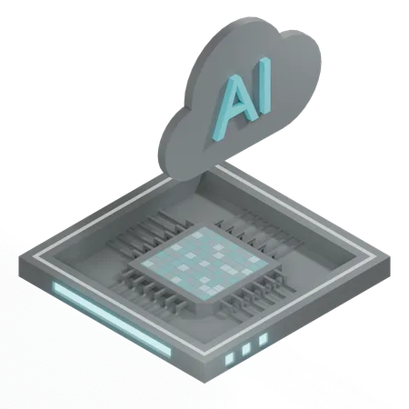 AI Cloud Chip Architecture Processor  3D Icon