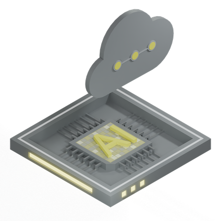 AI Cloud Chip Architecture Processor  3D Icon