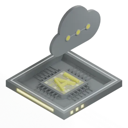 AI Cloud Chip Architecture Processor  3D Icon