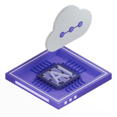 AI Cloud Chip Architecture Processor  3D Icon