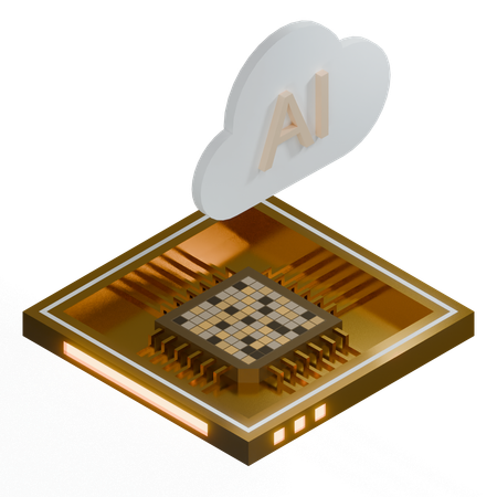 AI Cloud Chip Architecture Processor  3D Icon