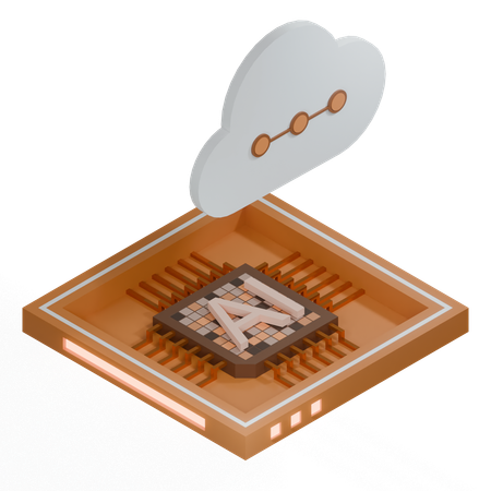 AI Cloud Chip Architecture Processor  3D Icon