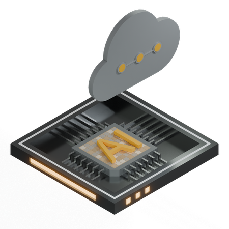 AI Cloud Chip Architecture Processor  3D Icon