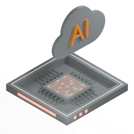 AI Cloud Chip Architecture Processor  3D Icon