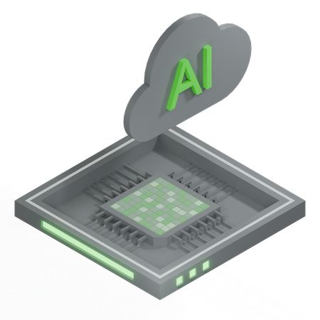 AI Cloud Chip Architecture Processor  3D Icon