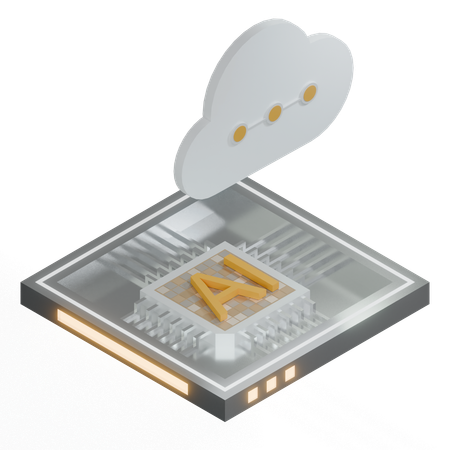 AI Cloud Chip Architecture Processor  3D Icon