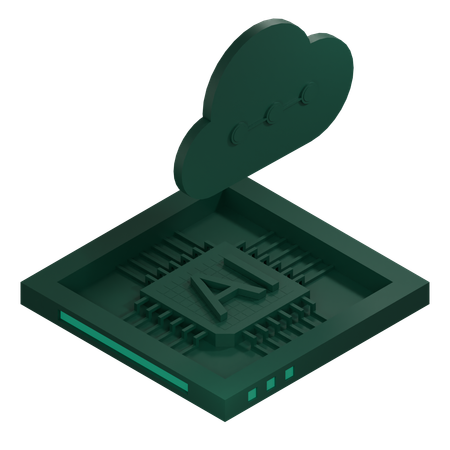 AI Cloud Chip Architecture Processor  3D Icon