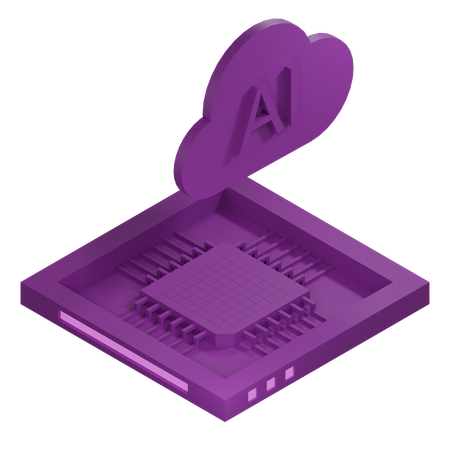 AI Cloud Chip Architecture Processor  3D Icon