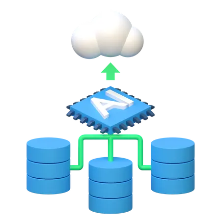 Ai Cloud Data Server Artificial Inteligence Icon 3 D Illustration 3D Icon