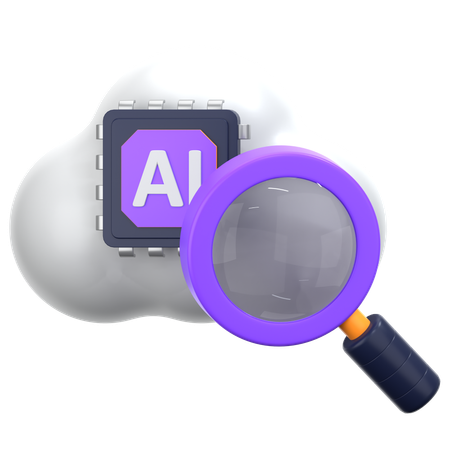 Recherche dans le cloud par IA  3D Icon