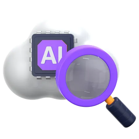 Recherche dans le cloud par IA  3D Icon