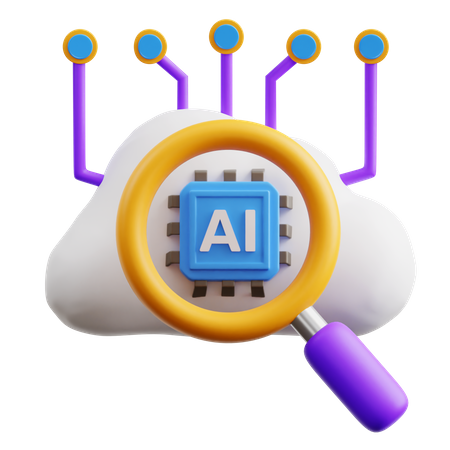 Ai Cloud Searching  3D Icon