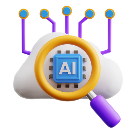 Recherche dans le cloud par IA  3D Icon