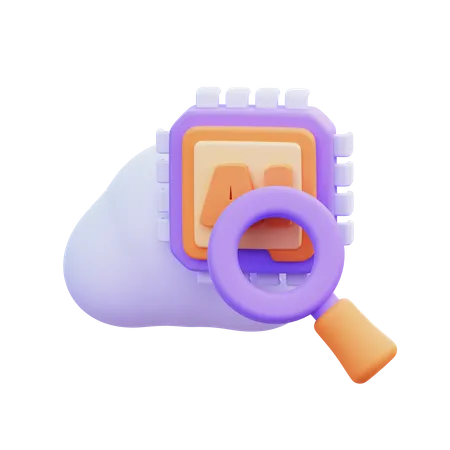 Ai Cloud Searching  3D Icon