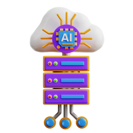 Ai Cloud Server  3D Icon