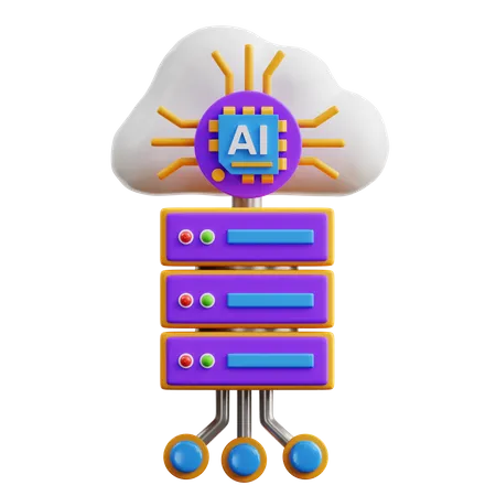 Ai Cloud Server  3D Icon