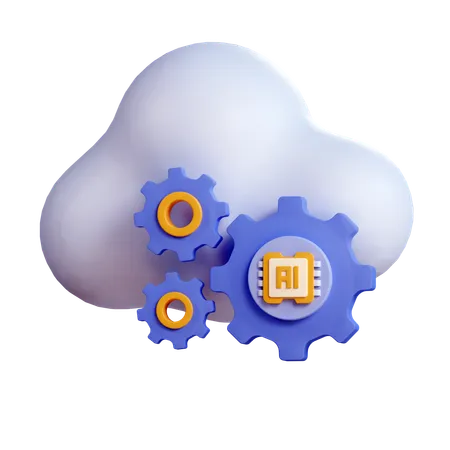 Ai Cloud Setting 3D Icon