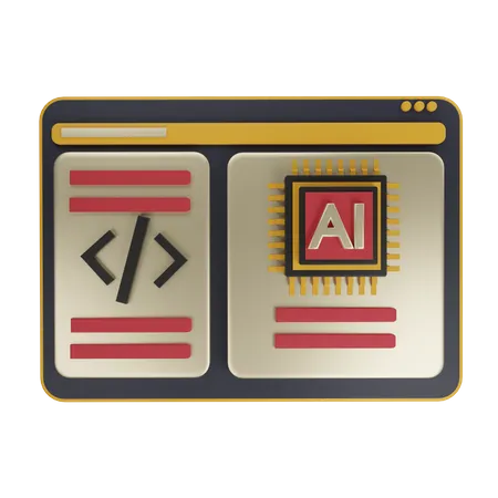 Ai Coding 3 D Illustration Contains PNG BLEND GLTF And OBJ Files 3D Icon