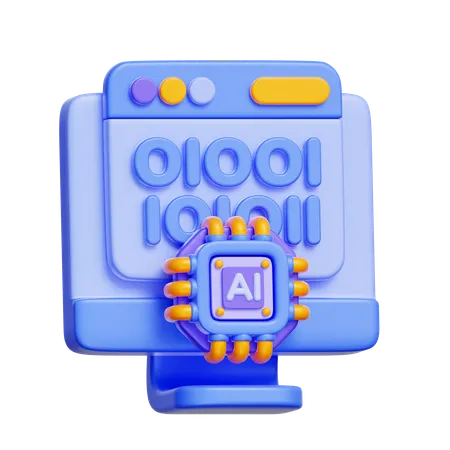 AI coding assistant  3D Icon